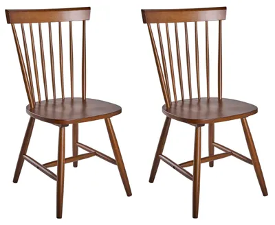 Produktbild von BELIANI Esszimmerstuhl 2er Set Braun Gummibaumholz Modern Minimalismus Esszimmer Wohnzimmer