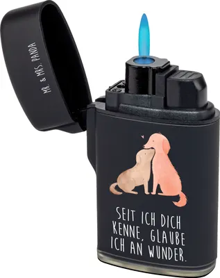 Produktbild von Mr. & Mrs. Panda sturmfeuerzeug Hunde Liebe - Schwarz - Geschenk, Feuerzeuge, Gasfeuerzeug, Wunder, Herz, Verliebt, Zünder, Feuerzeug, zigarettenanzünder, Optimitisch