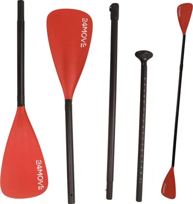 Produktbild von 24MOVE® Paddel Doppelpaddel 2in1 Stechpaddel für SUP Stand Up Board, Kajak, leicht aus Aluminium 230cm, verstellbar rot