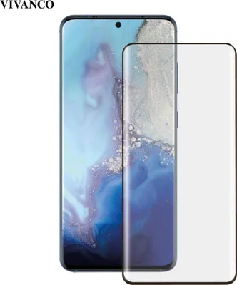 Produktbild von ViVanco™SPGLASSVVGS20BK_FS, Samsung, Galaxy S20, Stoßfest, Staubresistent, Kratzresistent, Schwarz, Transparent, 1 Stück(e)