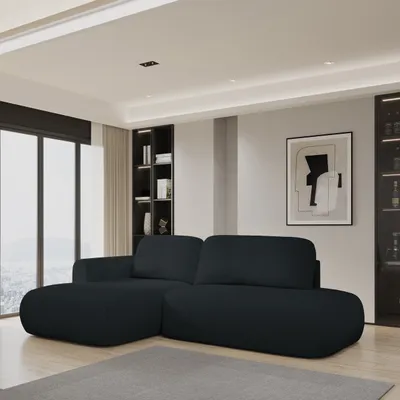 Produktbild von Masseno Ecksofa NUVIRA L-S mit Schlaffunktion L-Form, Sofa mit Bettkasten, Wohnzimmersofa, Couch, Soffa, Bettsofa, Couchgarnitur- Schwarz, QUELLE 100
