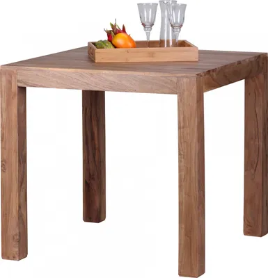 Produktbild von WOHNLING Esstisch MUMBAI Massivholz Akazie 80 cm Esszimmer-Tisch Holztisch Design Küchentisch Landhaus-Stil dunkel-braun