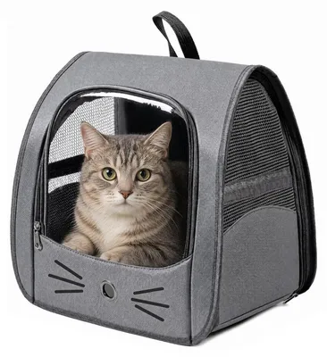 Zdjęcie produktu dla Składana torba transportowa dla kotów, wykonana z nylonu, przeznaczona dla zwierząt o wadze 5-7 kg, wymiary: 35x35x25 cm