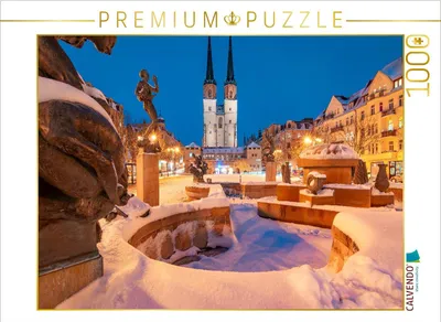 Produktbild von CALVENDO Puzzle Halle-Saale im Winter | 1000 Teile Lege-Größe 64x48cm Foto-Puzzle für glückliche Stunden