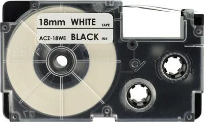 Produktbild von vhbw Schriftband-Kassette kompatibel mit Casio KL-200, KL-2000, KL-300, KL-200E, KL-60 Etiketten-Drucker 8m x 18mm Schwarz auf Weiß, pet+ RESIN