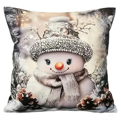 Produktbild von Kissenbezug, Dekokissenbezug, weihnachtlich, Weihnachten 42x42 cm 124-9 Schneemann
