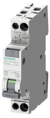 Produktbild von Fehlerstromschutzschalter 2P B 16A 0,03A Typ AC 6kA 30mA 400V SENTRON 5SV1316-0KK16