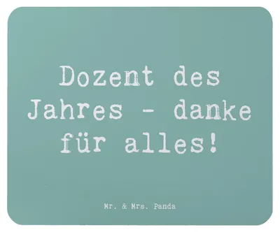 Produktbild von Mr. & Mrs. Panda Mousepad Spruch Dozent des Jahres - Meeresbrise - Geschenk, computer, handgefertigte Geschenke, Lehrkraft, Mauspad, mausteppich, Wertschätzung, Mouse Pad