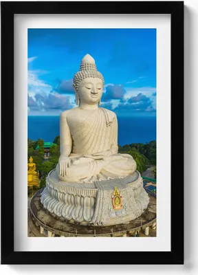Produktbild von Buddha Phuket Thailand– Wandbild mit Rahmen – Gerahmtes Bild  – Wanddekoration – 20x30 cm – Schwarz