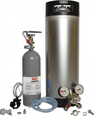 Produktbild von Komplett Druckfass Set - 19L Soda-KEG + CO2 Flasche + Manometer + Anschlüsse