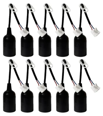 Produktbild von 10 x Baufassung Lampenfassung Renovierfassung E27 schwarz mit Steckklemme
