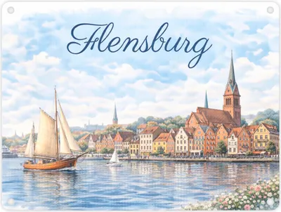 Produktbild von Hafenstadt Flensburg Metallschild in 15x20 cm für Küstenliebhaber