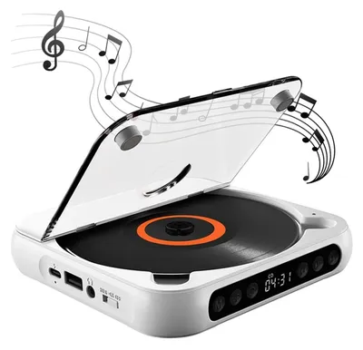 Produktbild von OKWISH CD-Player, Bluetooth CD-Player, tragbarer CD-Player mit kabelloser Verbindung, MP3-kompatibel, integrierter Lautsprecher, Aux-Eingang und Kopfhöreranschluss, Weiß