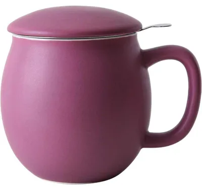 Produktbild von Keramik-Teetasse mit Teesieb und Deckel, mattviolett, 360 ml