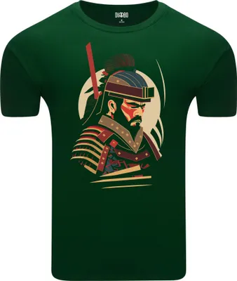 Produktbild von Diarbo Herren T-Shirt mit klassischem Druck Samurai Dunkelgrün Gr.S