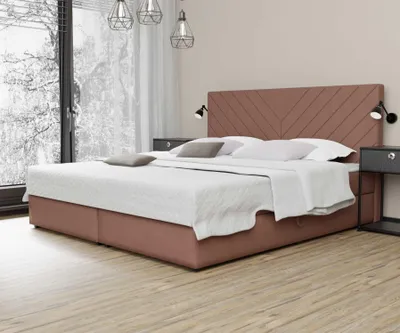 Produktbild von Boxspringbett Schlafzimmerbett BELCORA 200x220cm Stoff Apricot inkl. Bettkasten