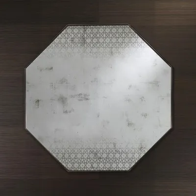 Image de Miroir mural vintage Art Déco de Casa Padrino, style antique, argenté, 91 x 91 cm