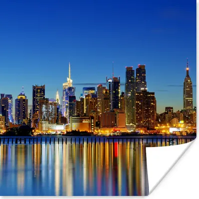 Produktbild von MuchoWow® Poster Die Skyline von New York bei Nacht 50x50 cm - Wohnzimmerdekoration