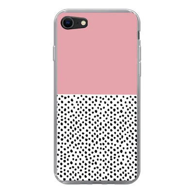 Produktbild von MuchoWow® Handyhülle Schutzhülle Hülle für iPhone 8 Polka dots - Schwarz - Rosa Silikon Softcase Handy Hülle - Schutzhaube