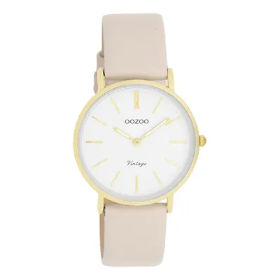 Produktbild von Oozoo Damen-Herren Lederarmband Uhr Vintage Series beige Analog Quarzuhr UOC20393