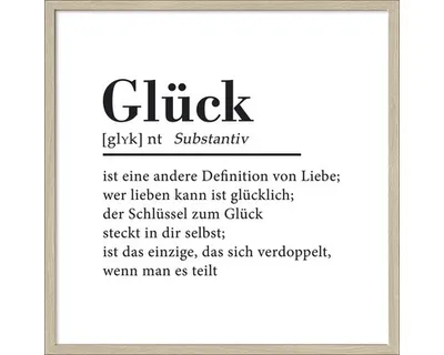 Produktbild von Gerahmtes Bild Glück Definition 53x53 cm