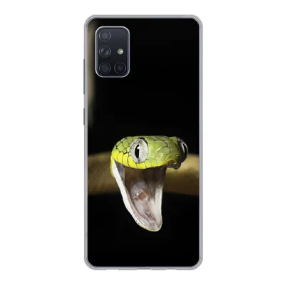 Produktbild von MuchoWow® Handyhülle Schutzhülle Hülle für Samsung Galaxy A71 Schlange - Tier - Schwarz Silikon Softcase Handy Hülle - Kartenbesitzer