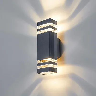 LED Außenwandleuchte IP65 GU10 Up & Down 3000K warmweiß Aluminium grau