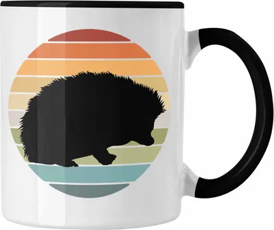 Produktbild von Trendation - Igel Retro Vintage Tasse Geschenk Igel-Besitzer Igel-Züchter Geschenkidee (Schwarz)