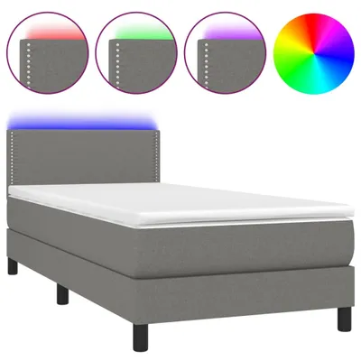 Produktbild von vidaXL Boxspringbett mit Matratze & LED Dunkelgrau 80x200 cm Stoff
