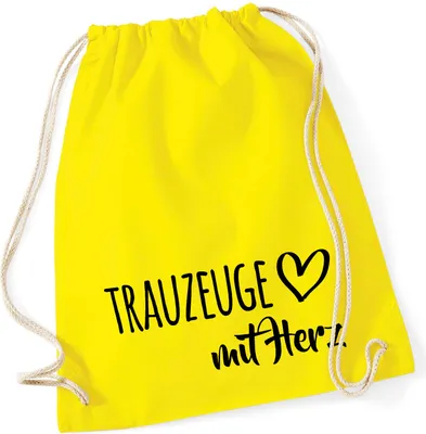 Produktbild von Huuraa Turnbeutel Trauzeuge mit Herz 12 Liter Yellow Baumwolle Rucksack Geschenkidee