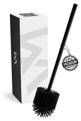 Produktbild von Toilettenbürste Ø 7,5 cm - Silikon - Schwarze Borsten - Toilettenbürstenhalter - Ersatztoilettenbürste - Wandmontage - Inklusive  E-Book - WC-Bürste