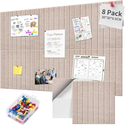 Productafbeelding van Vilten prikbord 30x30x1 cm, set van 8 stuks, donker camel, voor kantoor
