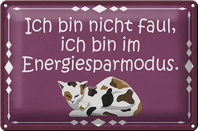 Produktbild von Blechschild Spruch 30x20cm Katze ich bin nicht faul bin im