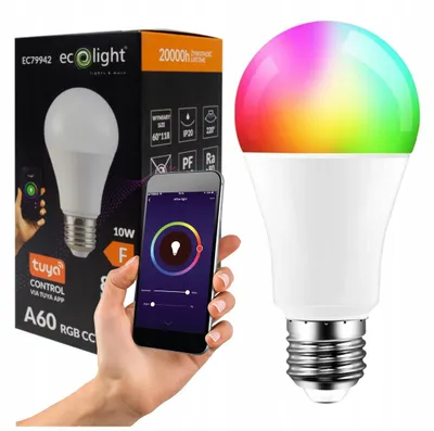 Immagine prodotto di Lampadina LED colorata SMART TUYA, grande attacco E27, 10W, RGB, WiFi, dimmerabile