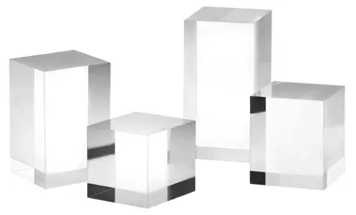 Acryl Displayständer, 4 transparente Würfel 5-10 cm