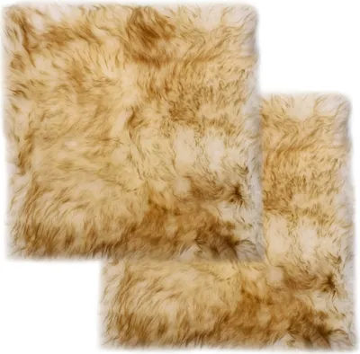 Image de Coussins de chaise lot de 2 Mélange de marron Mouton véritable