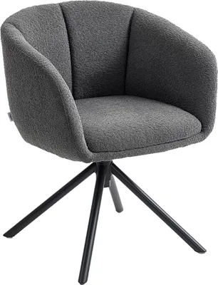 Image de Fauteuil Fortuna Lai, chaise rembourrée avec assise confortable, pivotante, revêtement douillet, jusqu'à 120 kg, gris foncé