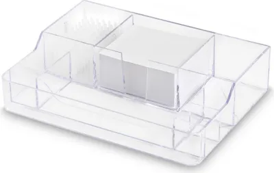 Produktbild von D.RECT D.RECT Schreibtischorganizer mit Igel-Stiftrhalter | Stiftehalter mit Notizklotz Notizzzettel | Transparent