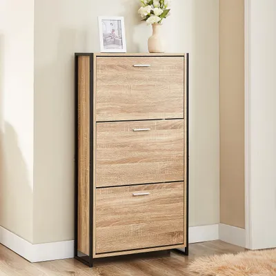 Immagine prodotto di CASABEL Scarpiera 18 paia, grande capacità, stile industriale, legno chiaro