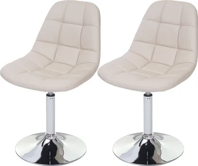 Image de lot de 2 chaises de salle à manger HWC-A60, chaise pivotante, chrome ~ similicuir crème