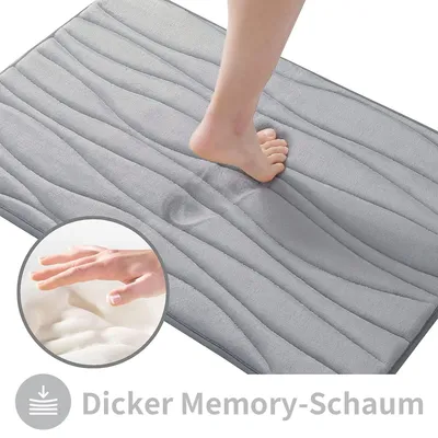 Immagine prodotto di Tappetino da bagno in memory foam - Morbido, antiscivolo e assorbente, grigio, 40 x 60 cm