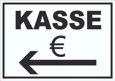 Produktbild von Kasse Aufkleber mit Pfeil nach links A4 (210x297mm)