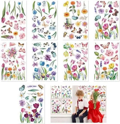 Produktbild von Lila Fensterstickers mit Schmetterlingsmotiven, 9 Stück, Kinderzimmerdeko für besondere Anlässe