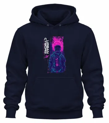 Immagine prodotto di Città futuristica cyberpunk, stile "urban cyborg", Giappone, anni 1999-2000, felpa tecnica, colore blu navy, taglia M