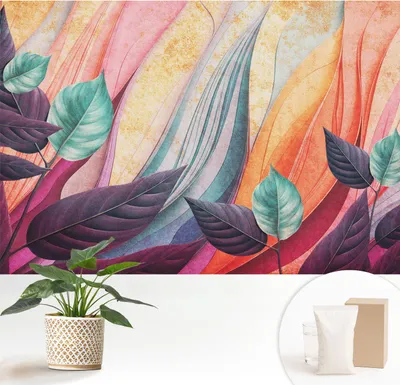 Zdjęcie produktu dla Fototapeta samoprzylepna – 152 x 104 cm – tapeta – tapeta ścienna – obrazy ścienne – folia samoprzylepna – folia dekoracyjna – tapeta foliowa – ściana – dekoracja – salon – abstrakcyjne liście