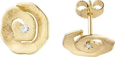Produktbild von Ohrstecker 585 Gold Gelbgold eismatt mit Diamanten Brillanten 0,06Ct. Ohrschmuck