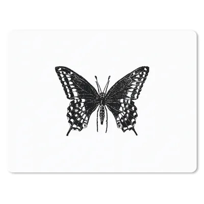 Produktbild von MuchoWow® Mauspad Mousepad Schmetterling - Tiere - Retro - Schwarz und weiß 23x19 cm - Mousepads - Maus Mat - Pad - Mausunterlage - Schreibtischunterlage - Mauspad