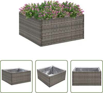 Produktbild von The Living Store Pflanzkübel Grau 80x80x40 cm Poly Rattan