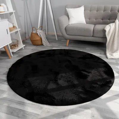 Produktbild von TT Home Wohnzimmer Teppich Hochflor Langflor Kunstfell Weich Modern Unifarben Flauschig Größe 120 cm Rund