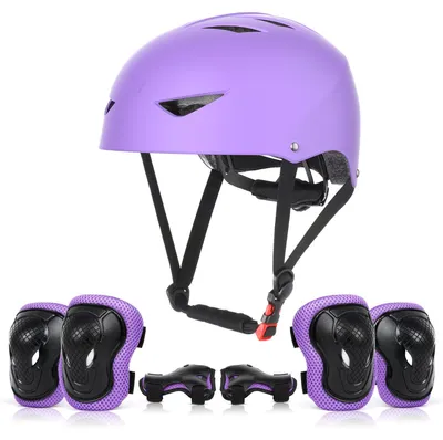 Zdjęcie produktu dla Kask dla dzieci - Kask do jazdy na rolkach - Zestaw ochronny - Nakolanniki - Nakolanniki - Ochraniacze na nadgarstki - Przeznaczony dla dzieci w wieku 5-12 lat